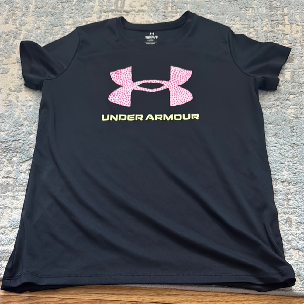 Under Armour Black T-Shirt with Pink Logo